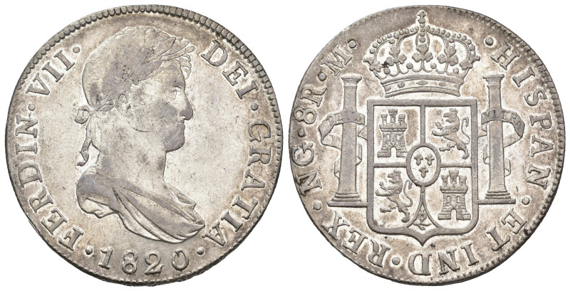 FERNANDO VII. 8 reales. 1820. Nueva Guatemala. M. AR 27,02 g. 38 mm. VI-1032; AC...