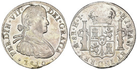 FERNANDO VII. 8 reales. 1810. México. HJ. AR 26,82 g. 39,9 mm. VI-1086; AC-1314. Vano en rev. MBC+/EBC-.