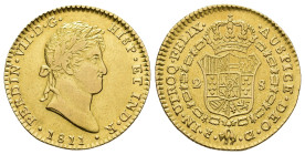 FERNANDO VII. 2 escudos. 1811. Cádiz. CI. Marca de ceca pequeña. AU 6,77 g. 23,2 mm. VI-1304; AC-1577. MBC+/EBC-.