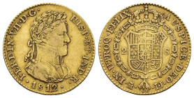 FERNANDO VII. 2 escudos. 1812. Madrid. IJ. AU 6,71 g. 21,9 mm. VI-1332; AC-1606. Dos mínimas hojitas. MBC. Escasa.