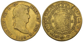 FERNANDO VII. 8 escudos. 1824. Cuzco. G. AU 26,91 g. 37 mm. VI-1450; AC-1745. Acuñación floja. MBC-/MBC. Escasa.

Lote no sujeto a tasas de exportac...