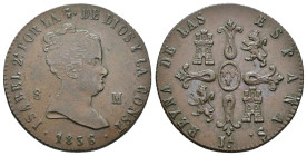ISABEL II. 8 maravedís. 1836. Jubia. Marca de ceca JA y valor en anv. CU 9,82 g. 28,7 mm. VI-67; AC-103. MBC+. Rara.
