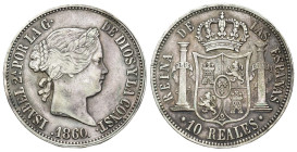ISABEL II. 10 reales. 1860/51. Barcelona. AR 13,01 g. 29,8 mm. VI-441 var.; AC-515 var. MBC/MBC+. 

Lote no sujeto a tasas de exportación.