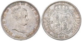 ISABEL II. 20 reales. 1837. Madrid. CR. AR 27 g. 37,2 mm. VI-498; AC-581. Pequeñas marcas. R.B.O. MBC+. 

Lote no sujeto a tasas de exportación.