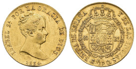 ISABEL II. 80 reales. 1834. Madrid. CR. AU 6,76 g. 21,3 mm. VI-592; AC-719. EBC-/MBC+.