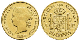 ISABEL II. 4 pesos. 1864. Manila. AU 6,74 g. 21,2 mm. VI-689; AC-858. R.B.O. MBC+/EBC.
