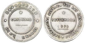 REVOLUCIÓN CANTONAL. 10 reales. 1873. Cartagena. AR 14,07 g. 30,2 mm. VII-28; AC-4. Finas rayas. MBC+. Escasa.