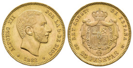 ALFONSO XII. 25 pesetas. 1882*18-82. Madrid. MSM. AU 8,08 g. 24 mm. VII-111; AC-85. SC.