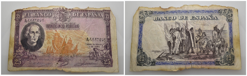 BILLETES ESPAÑOLES. BANCO DE ESPAÑA. 25 pesetas. Burgos. 1937. No puesto en circ...