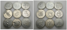 MONEDA EXTRANJERA. Lote de 9 monedas tamaño duro de países de Centroamérica y Caribe. EBC/SC.