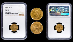 MONEDA EXTRANJERA. ESTADOS UNIDOS DE AMÉRICA. 2 1/2 dólares. 1856. AU. KM-72. Encapsulada por NGC AU 50.