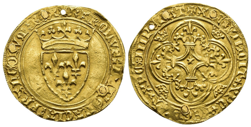 MONEDA EXTRANJERA. FRANCIA. Carlos VII. Escudo de oro. AU 3,87 g. 29,3 mm. Duple...
