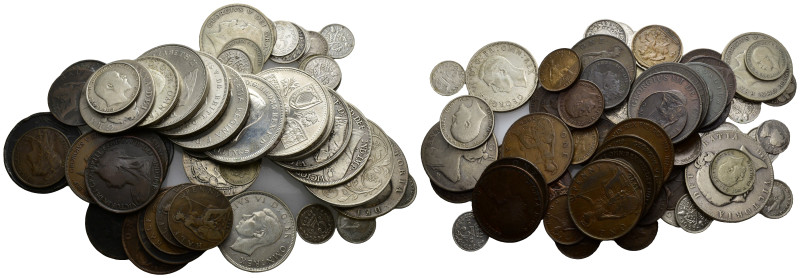 MONEDA EXTRANJERA. GRAN BRETAÑA. Lote de 120 piezas, británicas y de las islas d...
