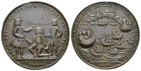 MONEDA EXTRANJERA. GRAN BRETAÑA. Medalla. Almirante Vernon. 1739. "Don Blass" arrodillado. AE 12,73 g. 38,6 mm. Dos golpes en gráfila. MBC.