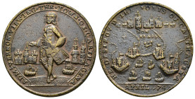 MONEDA EXTRANJERA. GRAN BRETAÑA. Medalla. Almirante Vernon. 1741. Toma de Cartagena. AE 9,94 g. 35,7 mm. Erosiones. MBC.