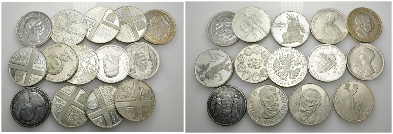MONEDA EXTRANJERA. HUNGRÍA. Lote de 14 monedas tamaño duro. 1907 a 1977. De MBC-...