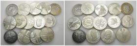 MONEDA EXTRANJERA. HUNGRÍA. Lote de 14 monedas tamaño duro. 1907 a 1977. De MBC- a prueba.