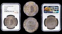MONEDA EXTRANJERA. SUIZA. 40 Batzen. 1817. Lucerna. AR. KM-113. Encapsulada por NGC AU 58.