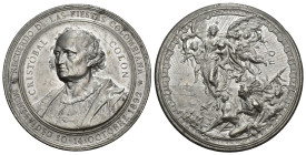 MONEDA EXTRANJERA. URUGUAY. Medalla. 1892. Montevideo. Recuerdo de las fiestas colombianas. Metal blanco 76,3 g. 58 mm. Pequeñas marcas. B.O. EBC+.