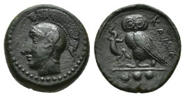 GRECIA ANTIGUA. SICILIA. KAMARINA. Tetras (c. 410-405 a.C.). A/ Cabeza de Atenea a izq. R/ Lechuza a izq. con una lagartija, en exergo 3 glóbulos (mar...