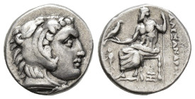 GRECIA ANTIGUA. MACEDONIA. ALEJANDRO III. Abydos. Dracma (¿328-323 a.C.). R/ Delante figura masculina, debajo monograma. AR 4,2 g. 16,3 mm. PRC-1499. ...