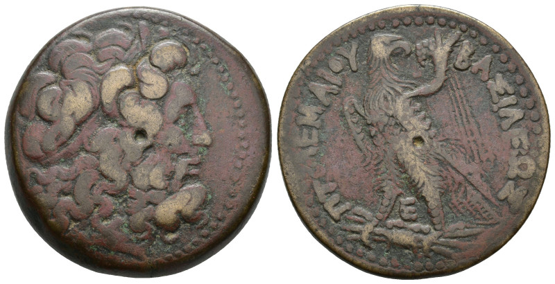 GRECIA ANTIGUA. IMPERIO PTOLEMAICO. PTOLOMEO IV (221-204 a.C.). AE 38. A/ Cabeza...