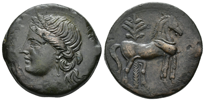 GRECIA ANTIGUA. CARTHAGO. Trishekel (s. III a.C.). A/ Cabeza de Tanit a izq. R/ ...