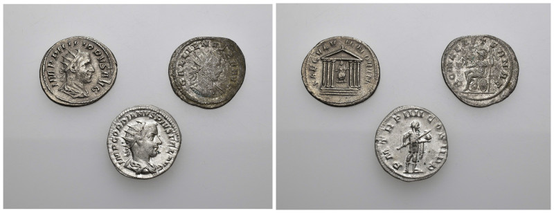 IMPERIO ROMANO. Lote de 3 antoninianos: Gordiano, Galieno y Filipo. MBC-/MBC+.