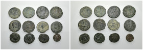 IMPERIO ROMANO. Lote de 12 follis. Distintos módulos y emperadores. BC+/MBC+.