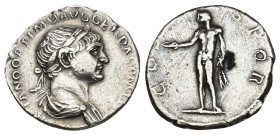 IMPERIO ROMANO. TRAJANO. Denario. Roma. A/ Busto laureado y drapeado a der.; (IMP) TRAIANO OPTIMO AVG GER DAC P M (…). R/ Genio a izq. con pátera y es...