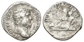 IMPERIO ROMANO. ADRIANO. Denario. Roma (130-133). A/ Cabeza a der.; HADRIANVS AVG COS III P P. R/ Hispania recostada a izq., conejo a sus pies; HISPAN...