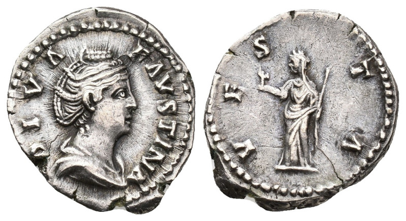 IMPERIO ROMANO. FAUSTINA LA MAYOR. Denario. Roma (141). A/ Busto drapeado a der....