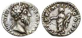 IMPERIO ROMANO. MARCO AURELIO. Denario. Roma (166). A/ Cabeza laureada a der.; M ANTONINVS AVG ARM PARTH MAX. R/ Pax a izq. con rama y cornucopia; PAX...