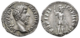 IMPERIO ROMANO. LUCIO VERO. Denario. Roma (163-164). A/ Cabeza laureada a der.; L VERVS AVG ARMENIACVS. R/ Marte a der. con lanza y escudo; TR P IIII ...
