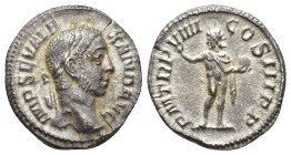 IMPERIO ROMANO. ALEJANDRO SEVERO. Denario. Roma (230). A/ Cabeza laureada a der.; IMP SEV ALEXAND AVG. R/ Sol mirando a izq.; P M TR P VIIII COS III P...
