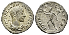 IMPERIO ROMANO. ALEJANDRO SEVERO. Denario. Roma (231-235). A/ Busto laureado, drapeado y acorazado a der.; IMP ALEXANDER PIVS AVG. R/ Júpiter blandien...