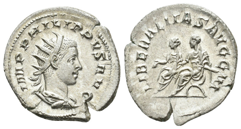 IMPERIO ROMANO. FILIPO II. Antoniniano. Roma (247-249). A/ Busto radiado, drapea...