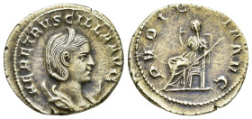 IMPERIO ROMANO. HERENIA ETRUSCILA. Antoniniano. Roma (249-251). A/ Busto diademado y drapeado sobre creciente a der.; HER ETRVSCILLA AVG. R/ Pudicitia...