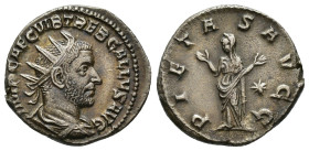 IMPERIO ROMANO. TREBONIANO GALO. Antoniniano. Roma (251-253). A/ Busto radiado, drapeado y acorazado a der.; IMP CAE C VIB TREB GALLVS AVG. R/ Pietas ...
