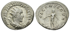 IMPERIO ROMANO. EMILIANO. Antoniniano. Roma (253). A/ Busto radiado, drapeado y acorazado a der.; IMP AEMILIANVS PIVS FEL AVG. R/ Apolo con rama y lir...