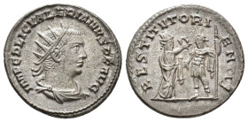IMPERIO ROMANO. VALERIANO. Antoniniano. Antioquía (255-256). A/ Busto radiado, drapeado y acorazado a der.; IMP C P LIC VALERIANVS P F AVG. R/ Mujer c...