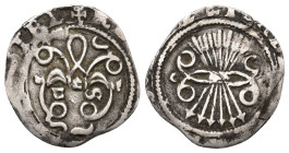 REYES CATÓLICOS. 1/2 real. Sevilla. Sin marcas. AR 1,54 g. 19,8 mm. AC-269. Raya en rev. MBC.