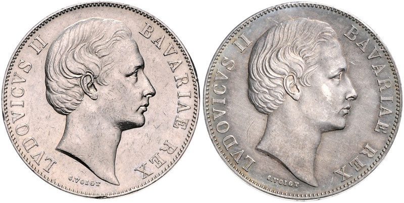 Bayern. 
Ludwig II. 1864-1886. Lot von 2 Stücken: Vereinstaler, PATRONA BAVARIA...