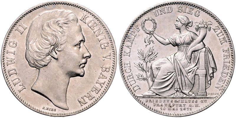 Bayern. 
Ludwig II. 1864-1886. Vereinstaler (Siegestaler) 1871. Kahnt&nbsp;132,...
