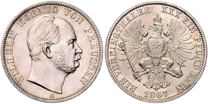 Brandenburg/-Preußen. 
Wilhelm I. 1861-1888. Vereinstaler 1867 A. Kahnt&nbsp;38...