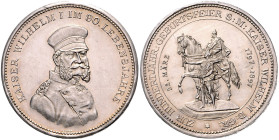 Brandenburg/-Preußen. 
- Preußische Medaillen. 
Silbermedaille 1897 (v. Lauer) auf den 100. Geburtstag von Wilhelm I., i. Rd: EINE GEDENKMÜNZE. Rudo...