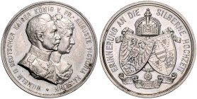 Brandenburg/-Preußen. 
- Preußische Medaillen. 
Silbermedaille 1906 (unsign.) auf die Silberne Hochzeit von Wilhelm II. und Auguste Victoria. Slg.&n...