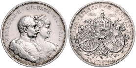 Brandenburg/-Preußen. 
- Preußische Medaillen. 
Silbermedaille 1906 (v. Lauer) auf die Silberne Hochzeit von Wilhelm II. und Auguste Victoria, i. Rd...