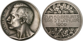 Brandenburg/-Preußen. 
- Preußische Medaillen. 
Mattierte Silbermedaille 1909 (v. Stocker, Stgt.) auf den 50. Geburtstag von Wilhelm II., i. Rd: 100...