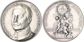 Brandenburg/-Preußen. 
- Preußische Medaillen. 
Mattierte Silbermedaille 1913 (v. Lauer) auf das 25. Regierungsjubiläum von Wilhelm II., i. Rd: SILB...